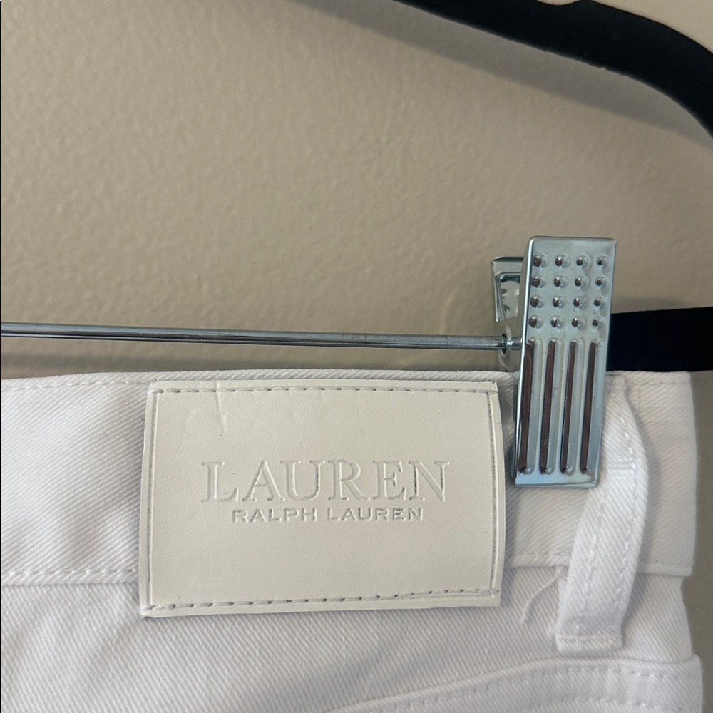 Lauren Ralph Lauren Womens White Denim Straight Skirt w/Front Slit Sz 10 Cowgirl - Picture 4 of 10